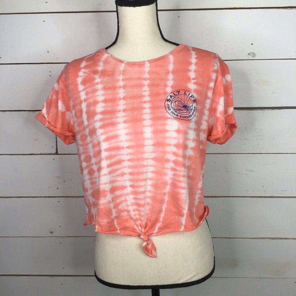 New Salt Life Cropped T Shirt Tie Dye Flamingo Pink Women's Large